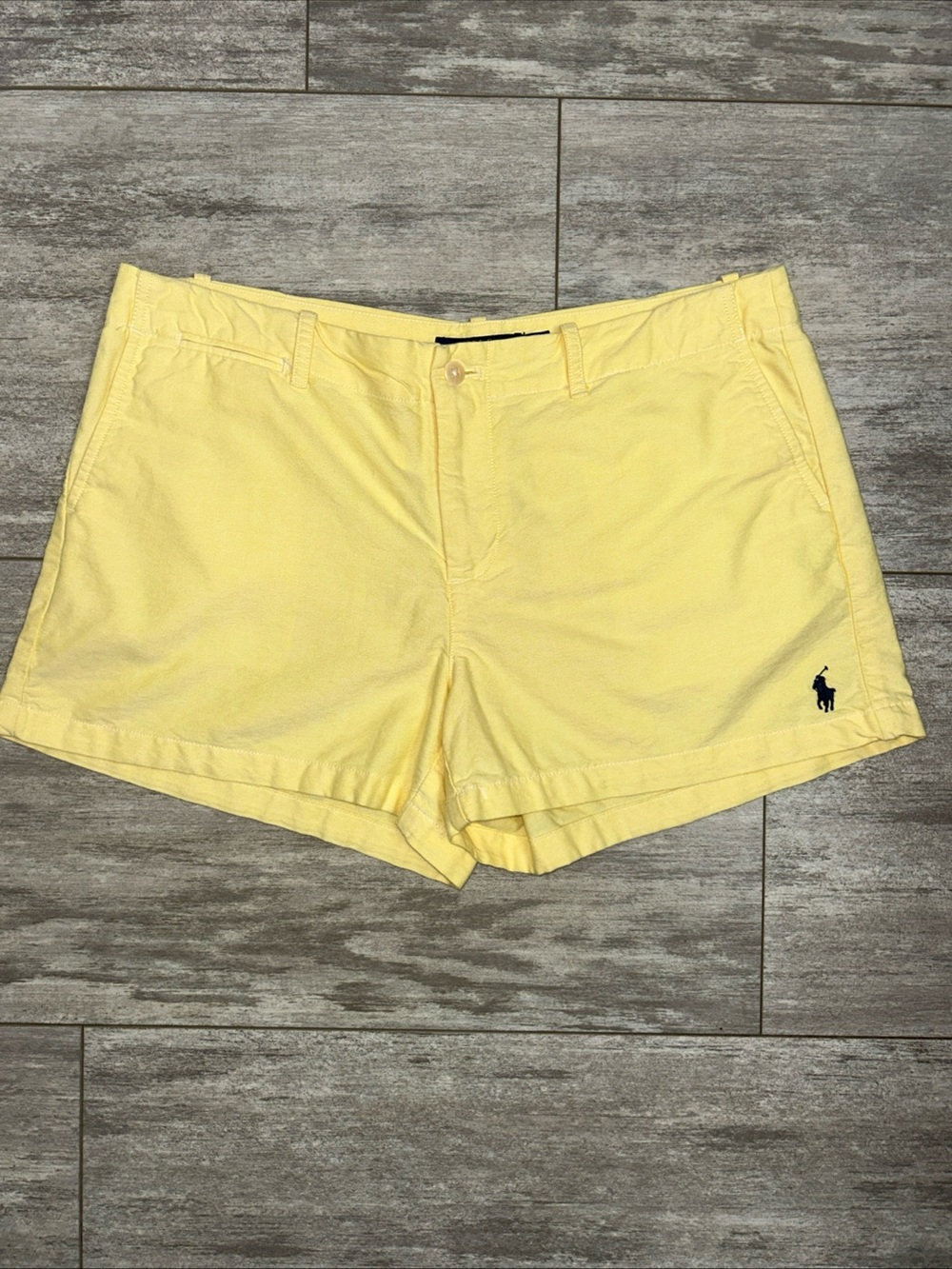 Polo Ralph Lauren Yellow Women's Chino Shorts Front Pony Logo Preppy